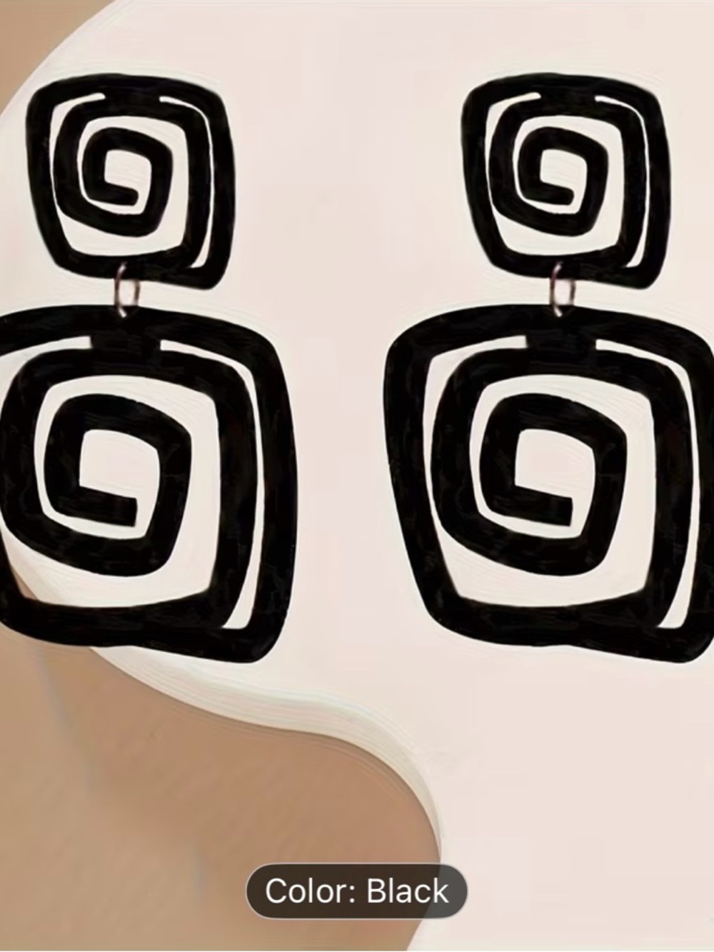 Black Geometric Spiral Drop Earrings - Women Jewelry